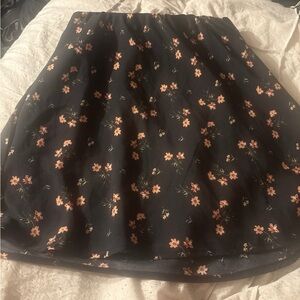 Hollister Black Skirt with Pink Floral Design